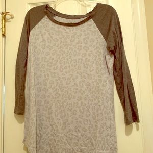 American Eagle Leopard Baseball Tee